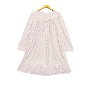 Eileen West Pink 100% Cotton Long Sleeve Floral Nightgown Dressing Gown size L